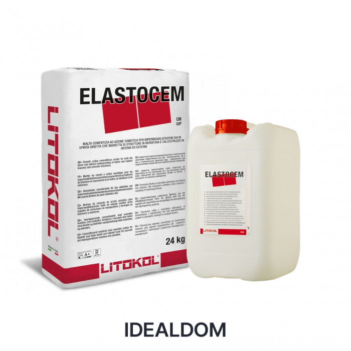 Плитка Эластичная Гидроизоляция Litokol Elastocem 2-Комп. A+B 24+8 Кг (Elst0024+Elst0008)