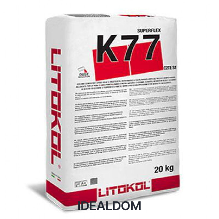Плитка Клей для плитки Litokol Superflex K77 20 Кг C2Tes1 Сірий (K77G0020),Сірий