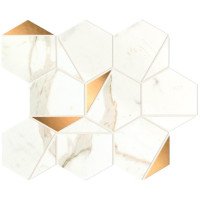 ATLAS CONCORDE MARVEL CALACATTA PRESTIGIO GOLD HEX SHINY MOSAICO A4WU 25,1X29
