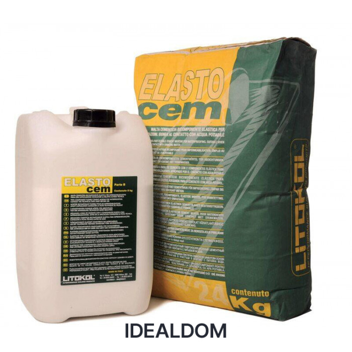 Плитка Эластичная Гидроизоляция Litokol Elastocem 2-Комп. A+B 24+8 Кг (Elst0024+Elst0008)