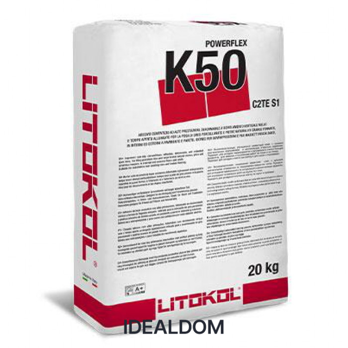 Плитка Клей для плитки Litokol Powerflex K50 C2Tes1 20 Кг Сірий (K50G0020),Сірий