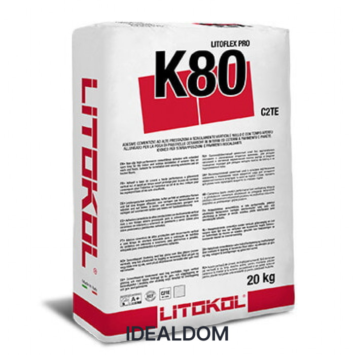 Плитка Клей для плитки Litokol Litoflex Pro K80 20 Кг C2Te Белый (K80Prob0020),Клей,Білий