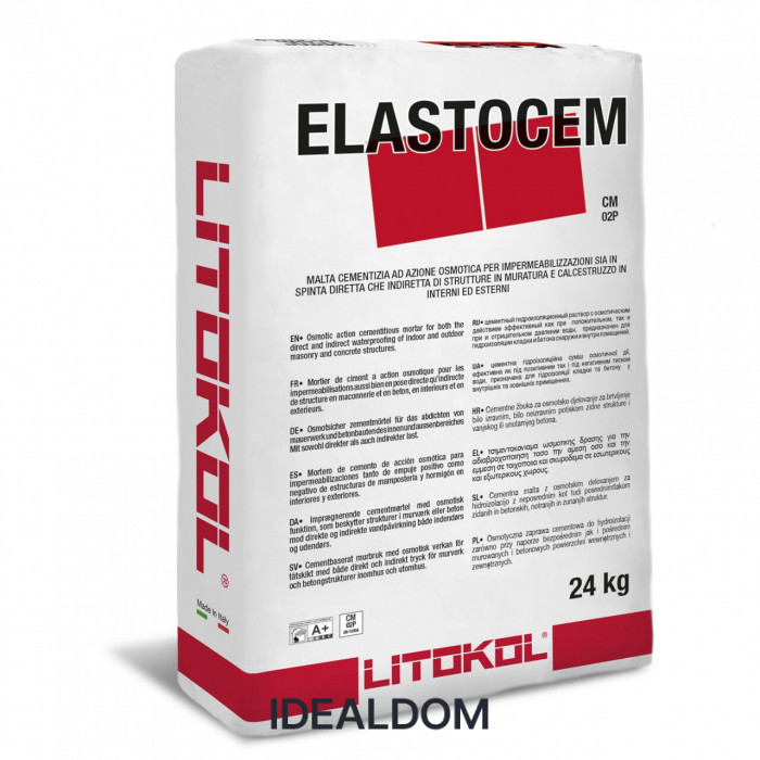Плитка Компонент А Двухкомпонентной Эластичной Гидроизоляции Litokol Elastocem 24 Кг (Elst0024)