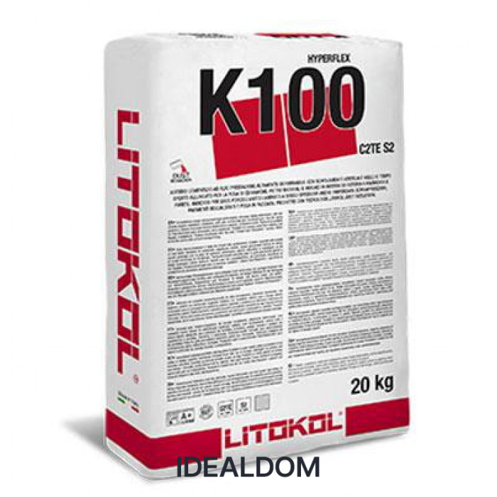 Плитка Клей для плитки Litokol Hyperflex K100 20 Кг C2Tes2 Белый (K100B0020),Білий